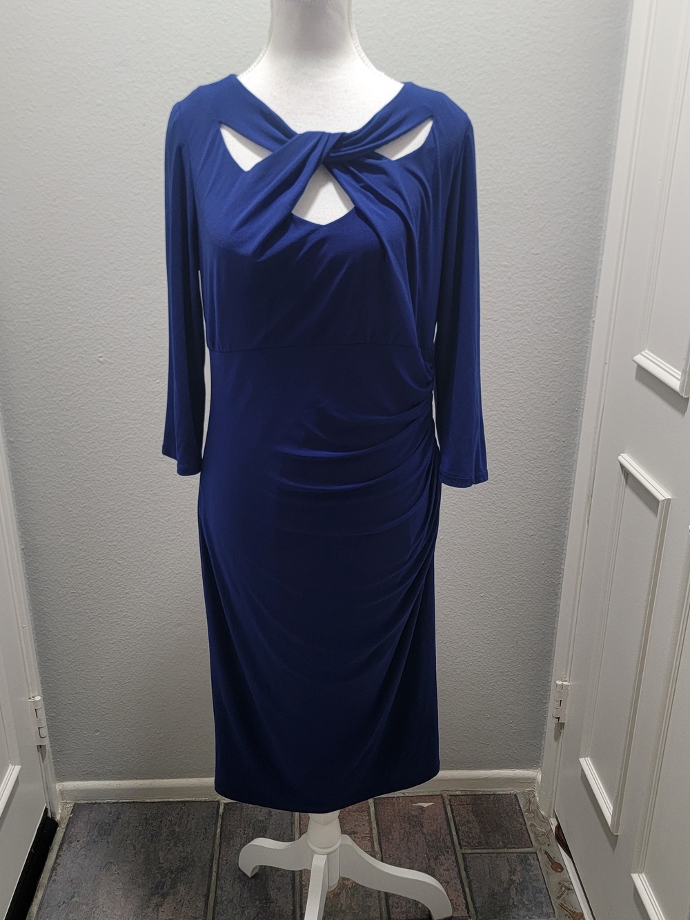 INC International Concepts Royal Blue Twist-Front Midi Dress